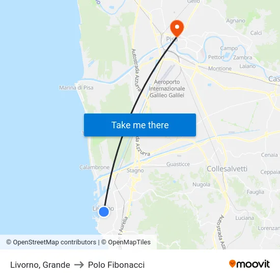 Livorno, Grande to Polo Fibonacci map