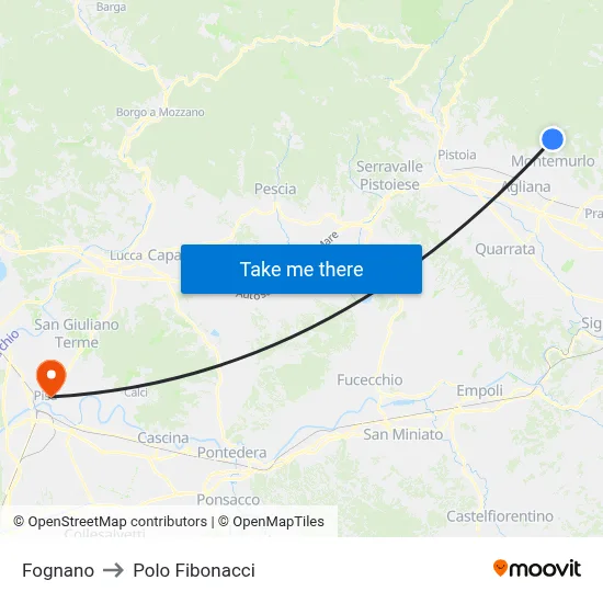 Fognano to Fibonacci Pole map