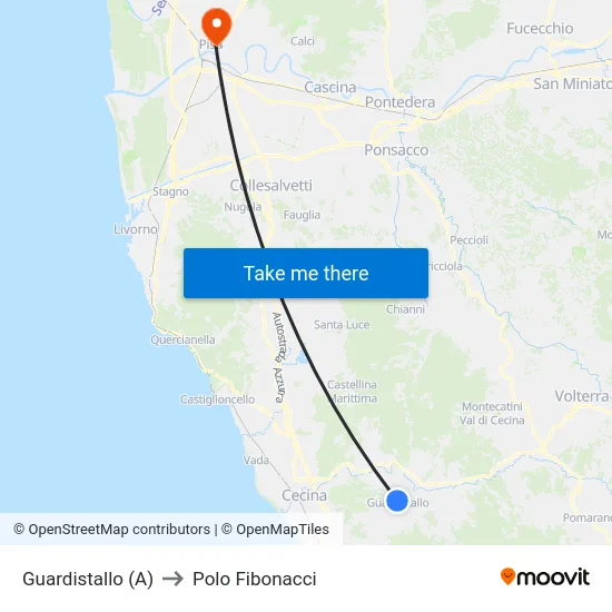 Guardistallo (A) to Polo Fibonacci map