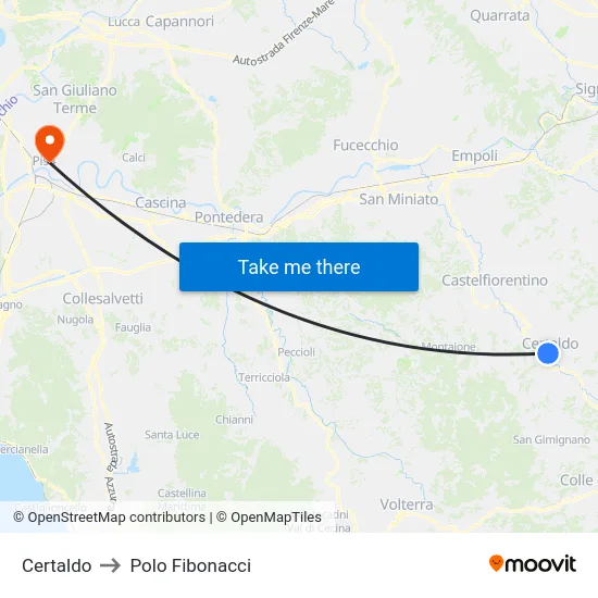Certaldo to Polo Fibonacci map