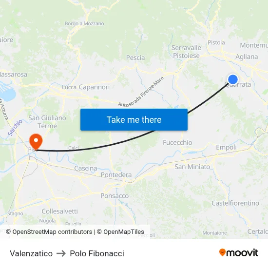 Valenzatico to Fibonacci Pole map