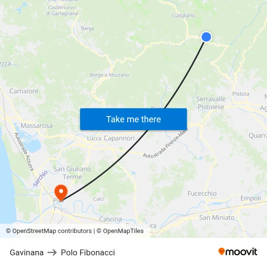 Gavinana to Fibonacci Pole map