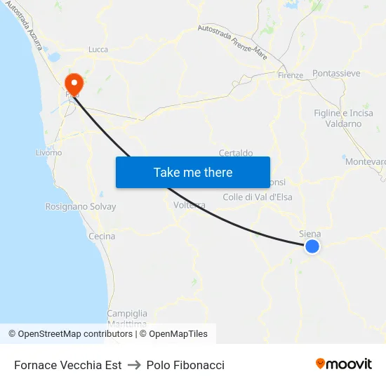 Fornace Vecchia Est to Polo Fibonacci map