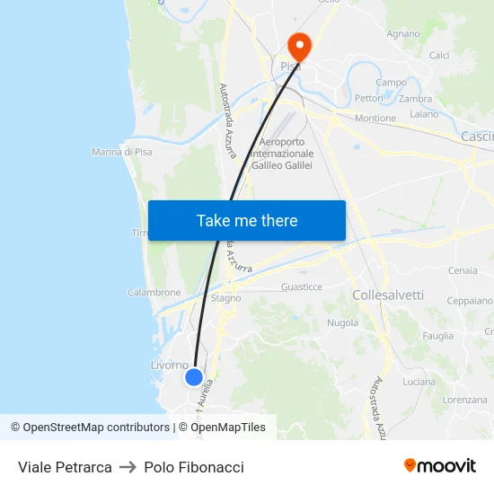 Viale Petrarca to Polo Fibonacci map