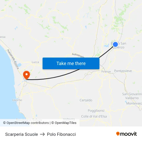 Scarperia Schools to Fibonacci Pole map