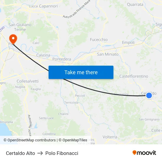 Certaldo Alto to Polo Fibonacci map