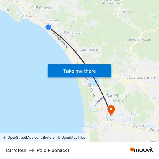Carrefour to Fibonacci Pole map