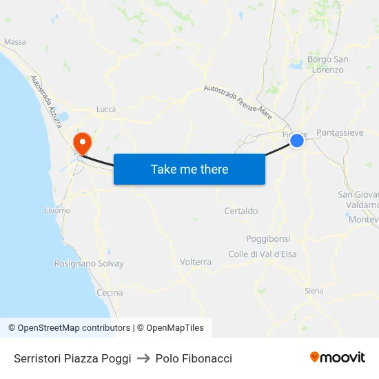 Serristori Poggi Square to Fibonacci Pole map