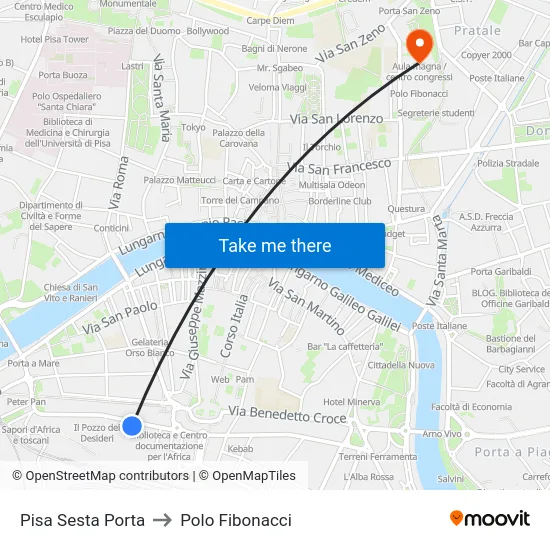 Pisa Sixth Gate to Fibonacci Pole map