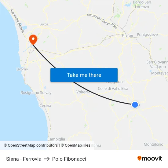 Siena - Railway to Fibonacci Pole map