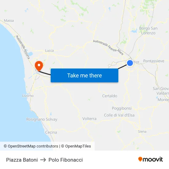 Batoni Square to Fibonacci Pole map