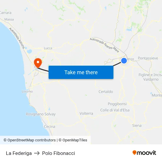 La Federiga to Fibonacci Pole map