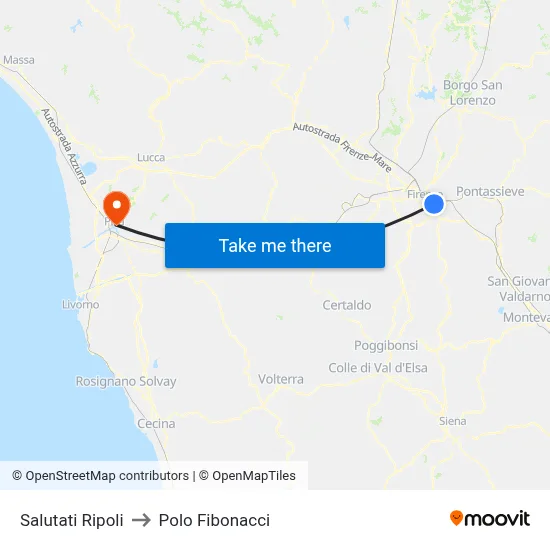 Salutati Ripoli to Fibonacci Pole map