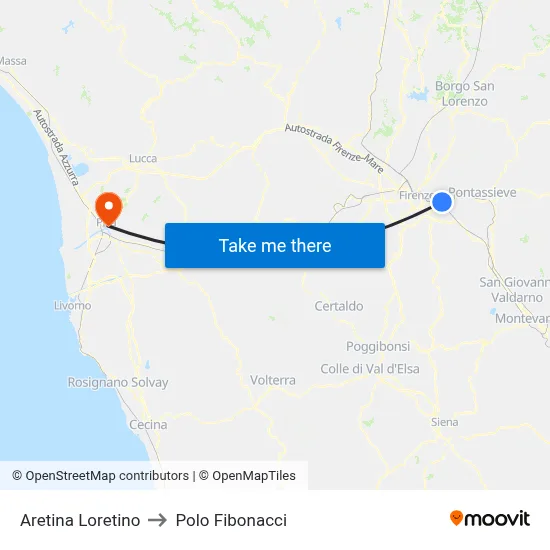 Aretina Loretino to Fibonacci Pole map