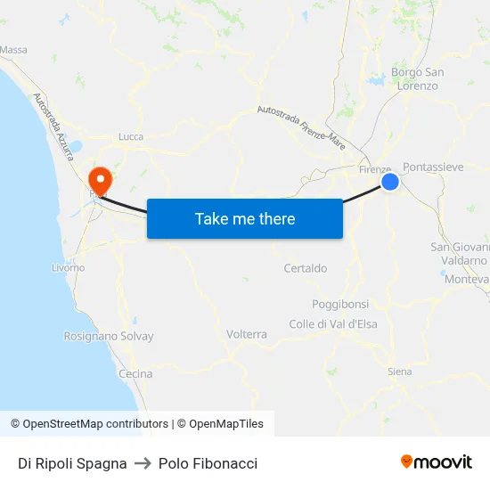 Di Ripoli Spain to Fibonacci Pole map