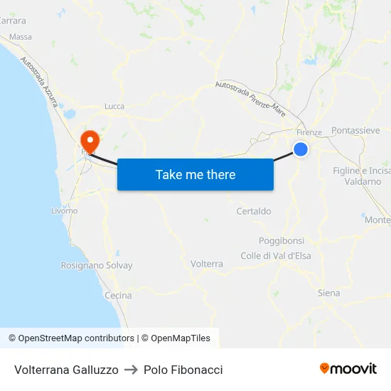 Volterrana Galluzzo to Polo Fibonacci map