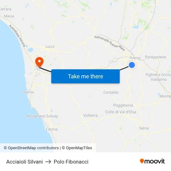 Acciaioli Silvani to Polo Fibonacci map