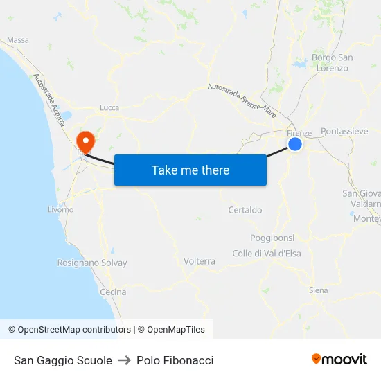 San Gaggio Schools to Fibonacci Pole map