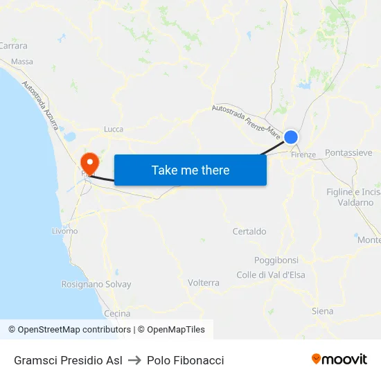 Gramsci Presidio Asl to Polo Fibonacci map