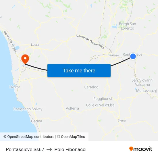 Pontassieve State Road 67 to Fibonacci Pole map