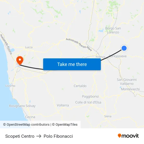 Scopeti Center to Fibonacci Pole map