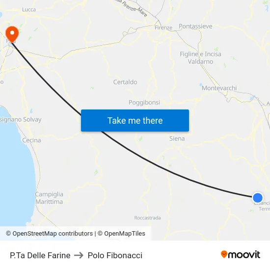 P.Ta Delle Farine to Polo Fibonacci map