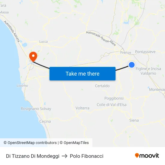 Tizzano Di Mondeggi to Fibonacci Pole map
