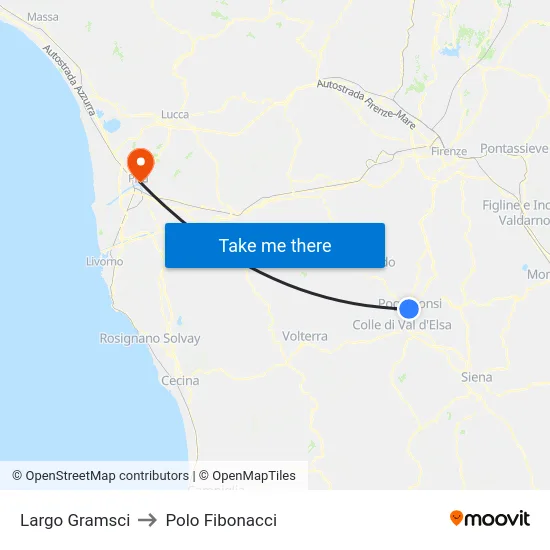 Largo Gramsci to Polo Fibonacci map