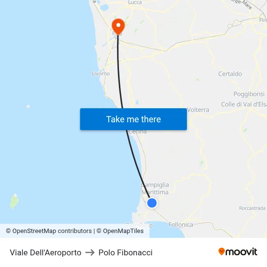 Airport Boulevard to Fibonacci Pole map
