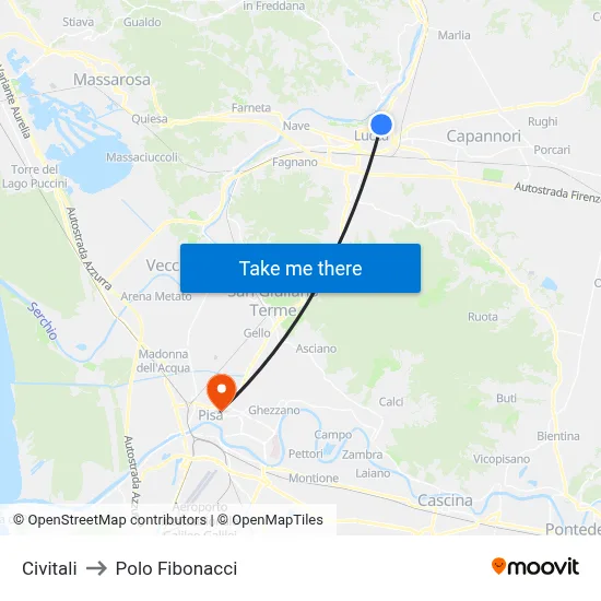 Civitali to Fibonacci Pole map