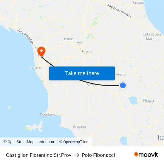 Castiglion Fiorentino Str.Prov to Polo Fibonacci map