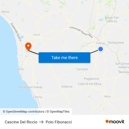Cascine Del Riccio to Fibonacci Pole map