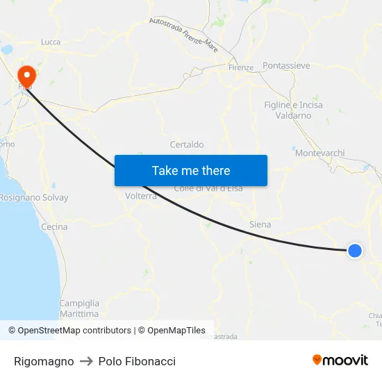 Rigomagno to Fibonacci Pole map