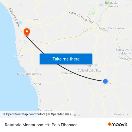Montarioso Roundabout to Fibonacci Pole map