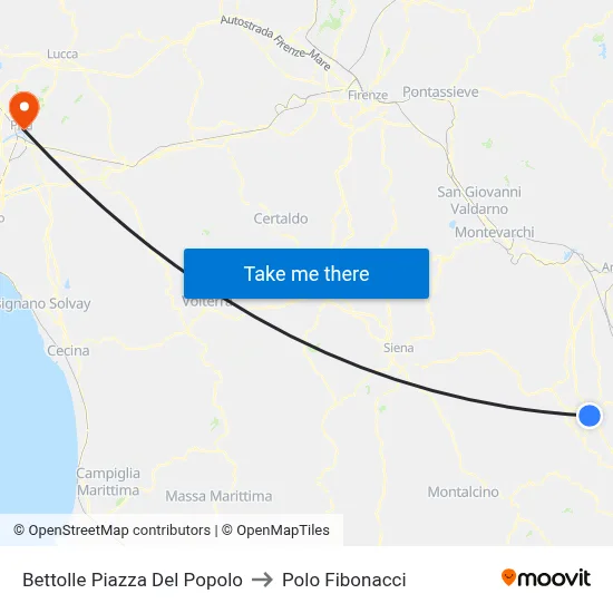 Bettolle People's Square to Fibonacci Pole map
