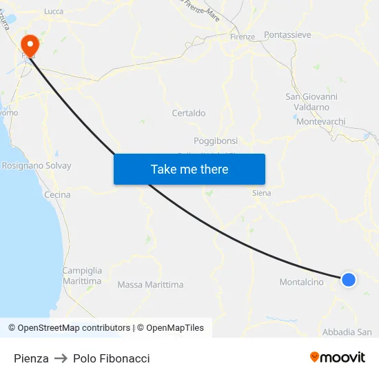 Pienza to Fibonacci Pole map
