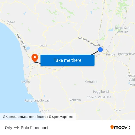 Orly to Fibonacci Pole map