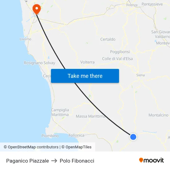 Paganico Square to Fibonacci Pole map