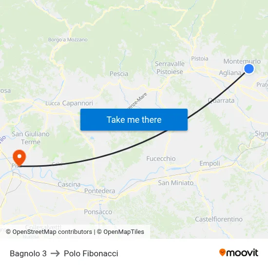 Bagnolo 3 to Fibonacci Pole map