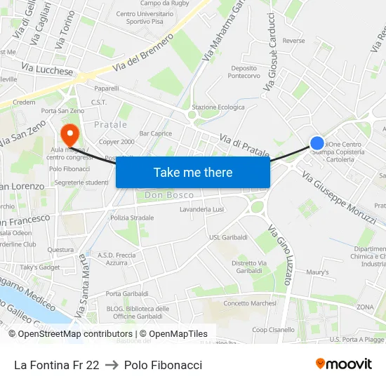 La Fontina FR 22 to Fibonacci Pole map