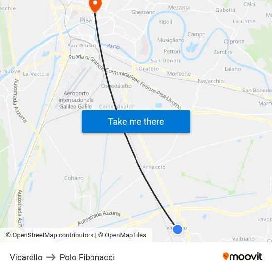 Vicarello to Fibonacci Pole map