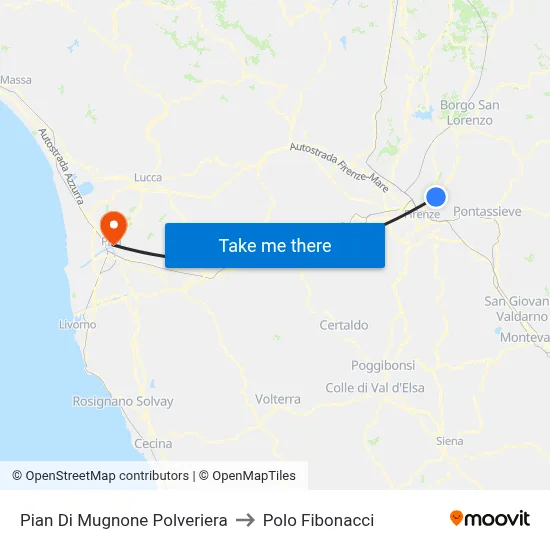 Pian Di Mugnone Powder Magazine to Fibonacci Pole map