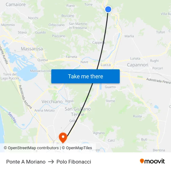 Ponte A Moriano to Polo Fibonacci map