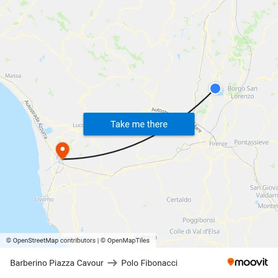 Barberino Piazza Cavour to Fibonacci Pole map