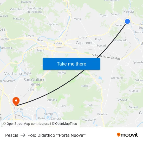 Pescia to Polo Didattico ""Porta Nuova"" map
