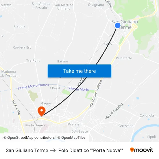 San Giuliano Terme to Polo Didattico ""Porta Nuova"" map