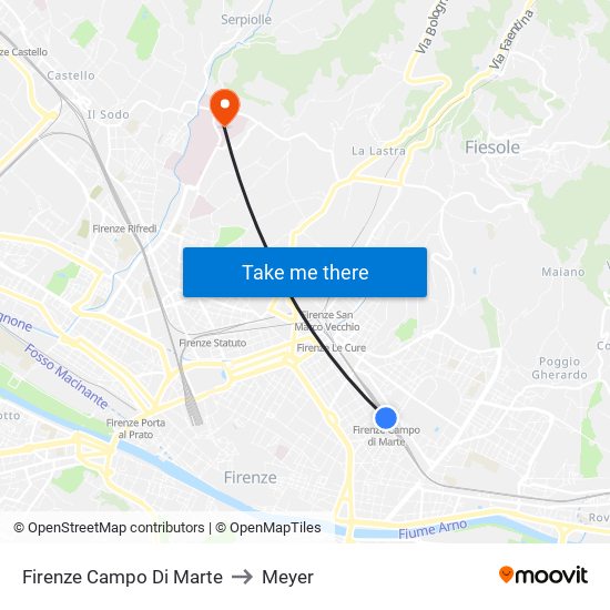Firenze Campo Di Marte to Meyer map