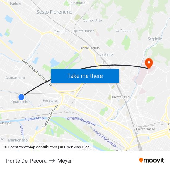 Ponte Del Pecora to Meyer map