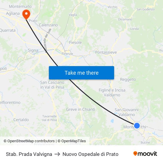 Stab. Prada Valvigna to Nuovo Ospedale di Prato map