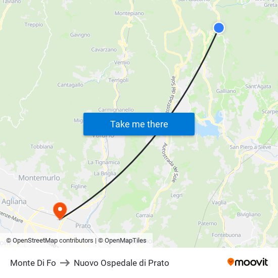 Monte Di Fo to Nuovo Ospedale di Prato map